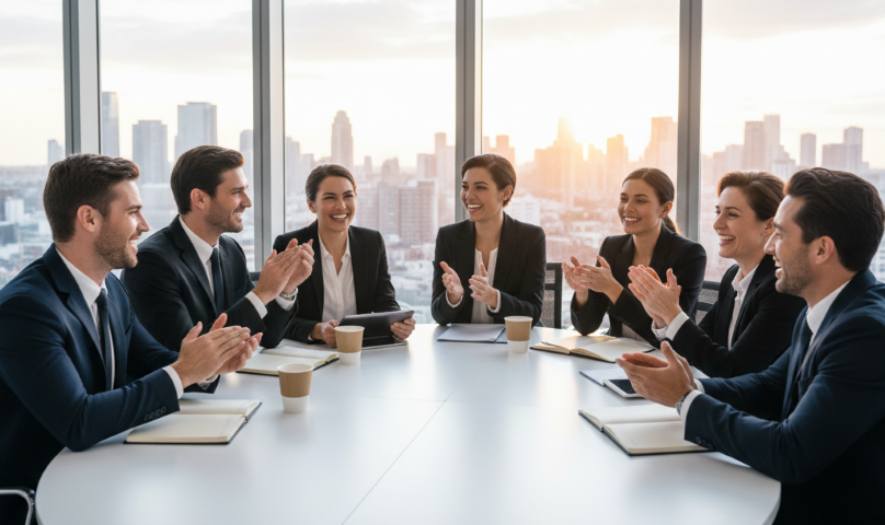 Profesionales en reunión de networking